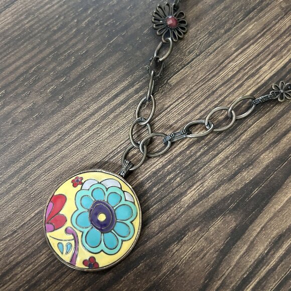 Large Flower Medallion Necklace ASO Alex Russo - Picture 6 of 10